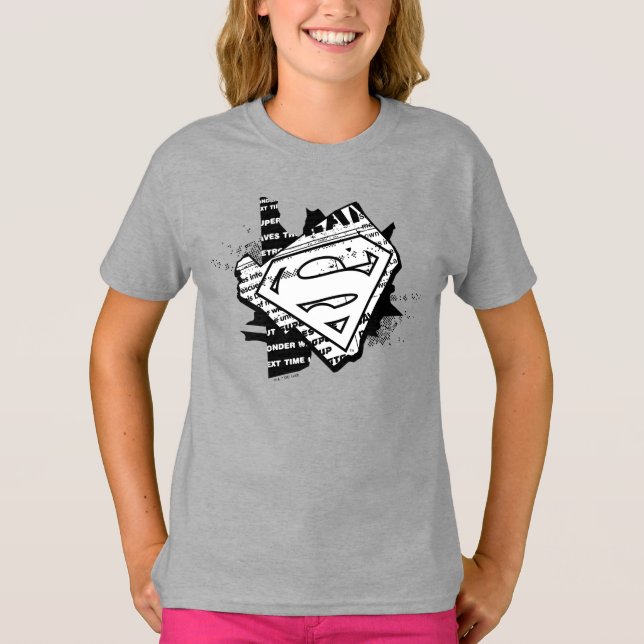 Supergirl Newsprint S-Shield T-Shirt (Vorderseite)