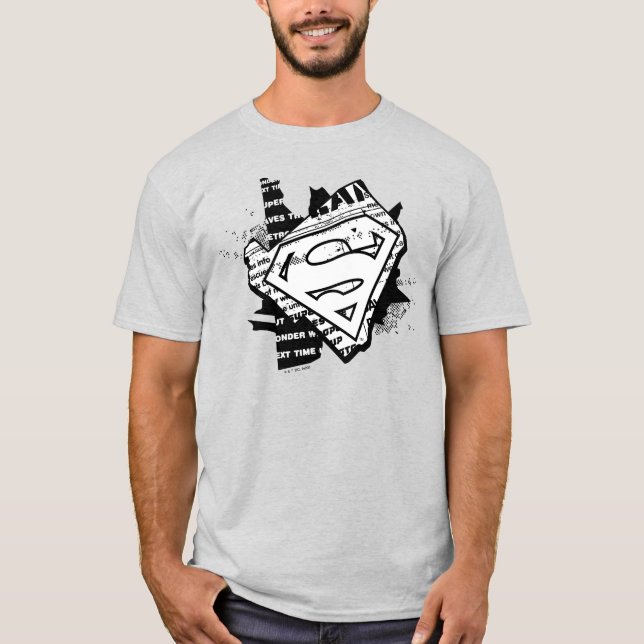 Supergirl Newsprint S-Shield T-Shirt (Vorderseite)