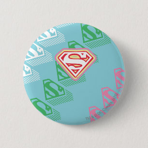 Supergirl Pastel Repeat Pattern Button