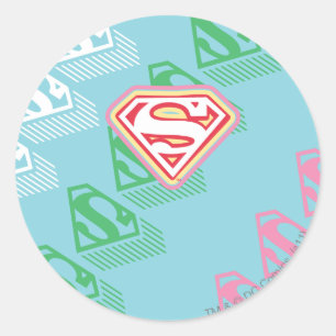 Supergirl Pastel Repeat Pattern Runder Aufkleber