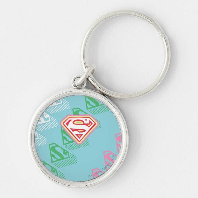 Supergirl Pastel Repeat Pattern Schlüsselanhänger (Vorne)