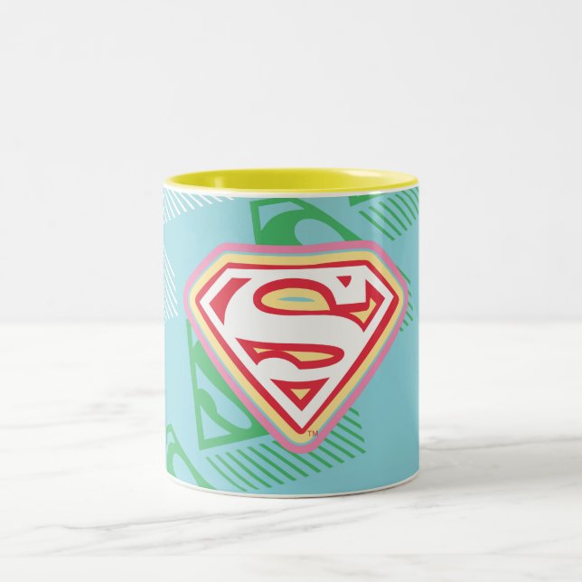 Supergirl Pastel Repeat Pattern Zweifarbige Tasse (Mittel)
