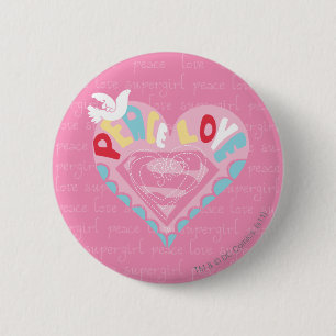 Supergirl Peace und Liebe Pink Button