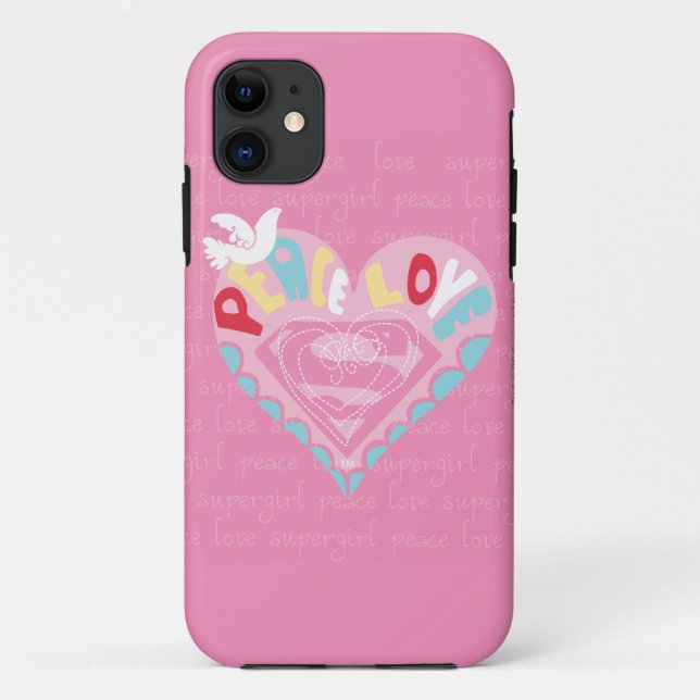 Supergirl Peace und Liebe Pink Case-Mate iPhone Hülle (Rückseite)