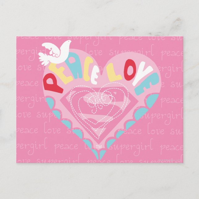 Supergirl Peace und Liebe Pink Postkarte (Vorderseite)