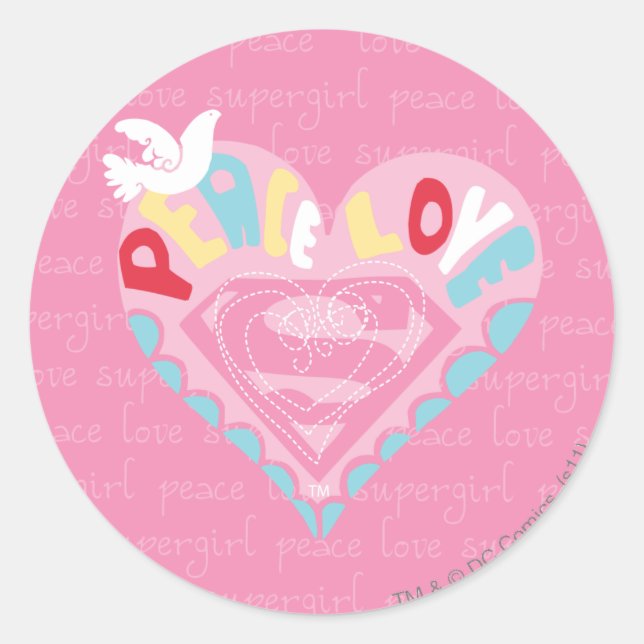 Supergirl Peace und Liebe Pink Runder Aufkleber (Vorderseite)