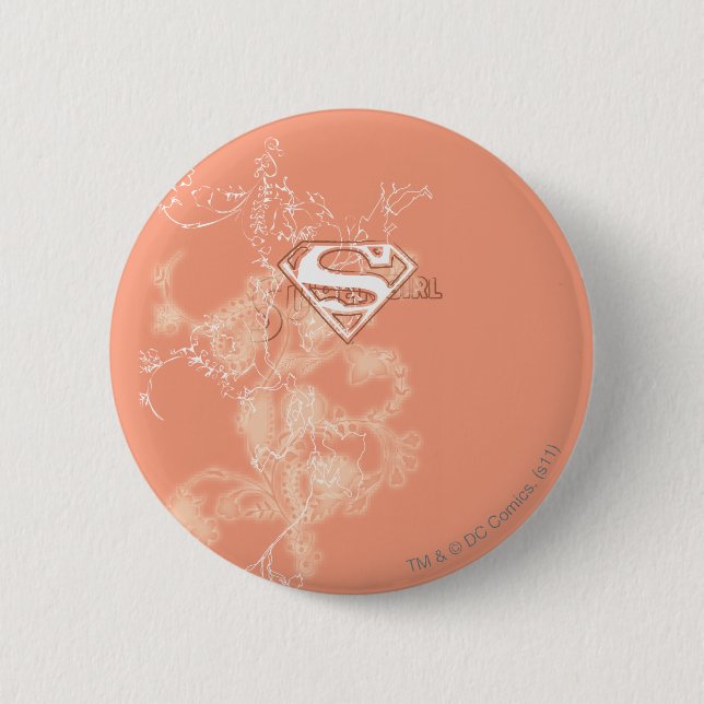 Supergirl Peach floral Muster Button (Vorderseite)