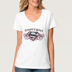 Supergirl Pin Strips Black and Pink T-Shirt
