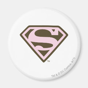 Supergirl Pink and Brown Logo Magnet