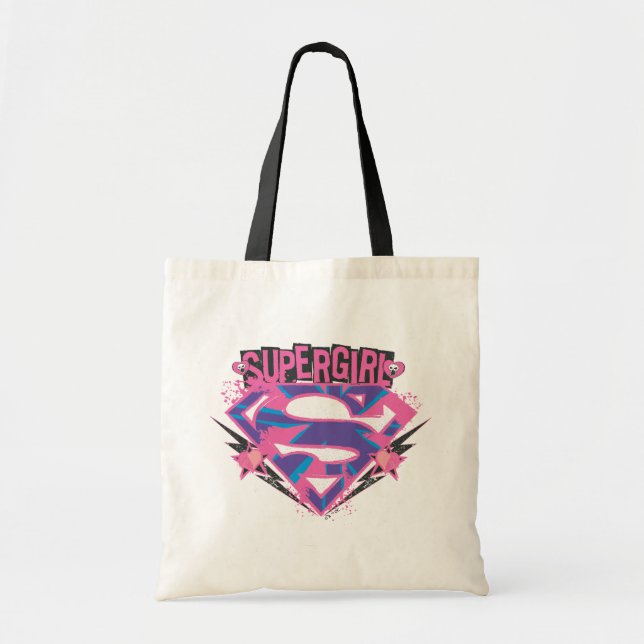 Supergirl Pink and Purple Grunge Logo Tragetasche (Vorne)