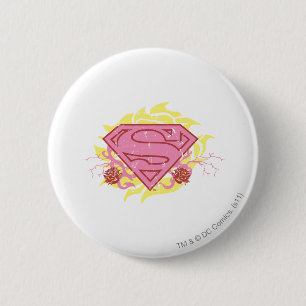 Supergirl Pink Blume Button