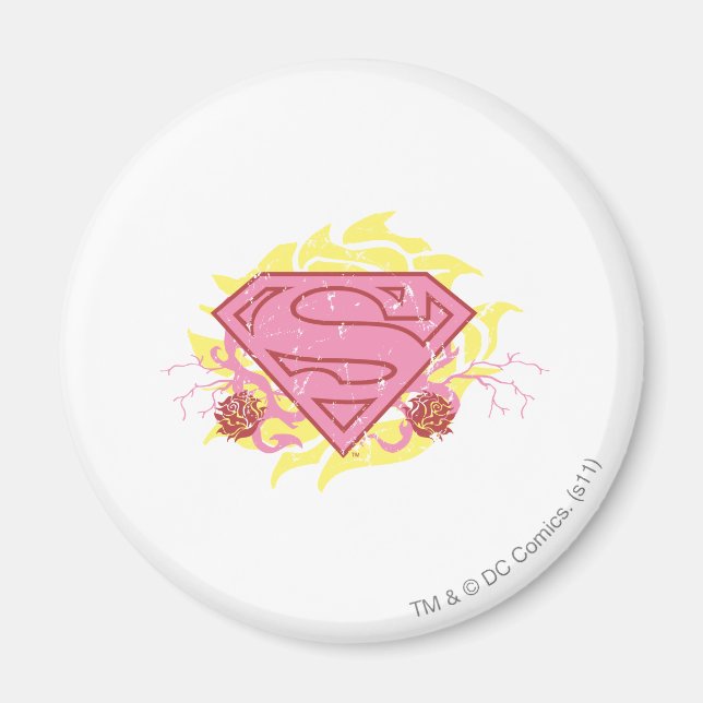 Supergirl Pink Blume Magnet (Vorne)