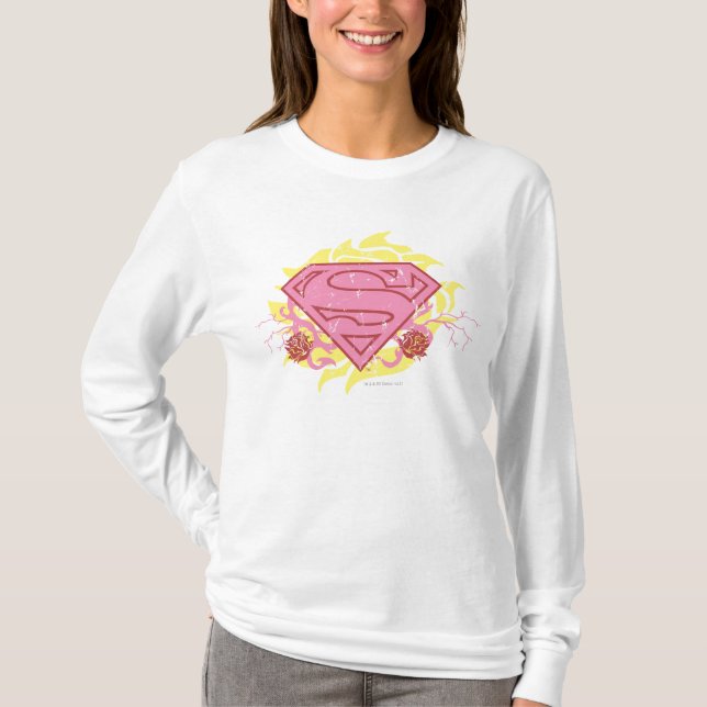 Supergirl Pink Blume T-Shirt (Vorderseite)