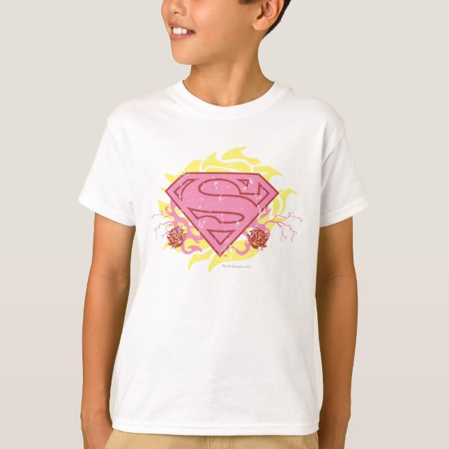 Supergirl Pink Blume T-Shirt (Vorderseite)
