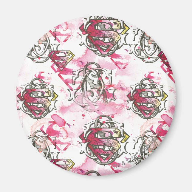 Supergirl Pink Ink Pattern Magnet (Vorne)