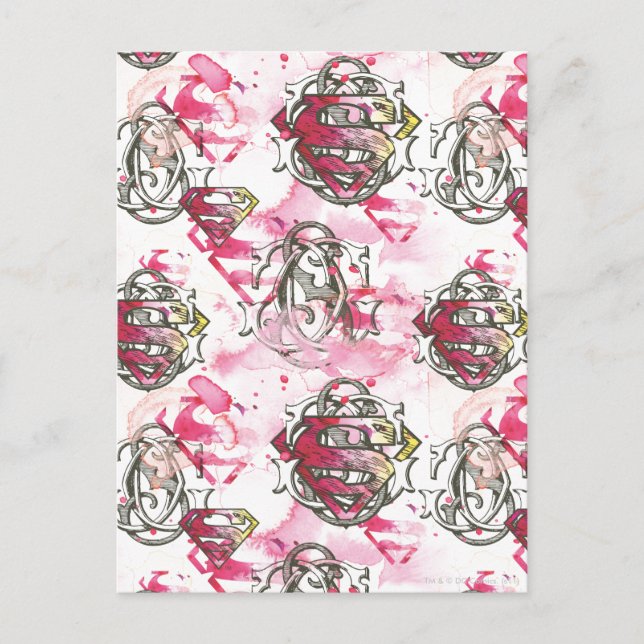 Supergirl Pink Ink Pattern Postkarte (Vorderseite)