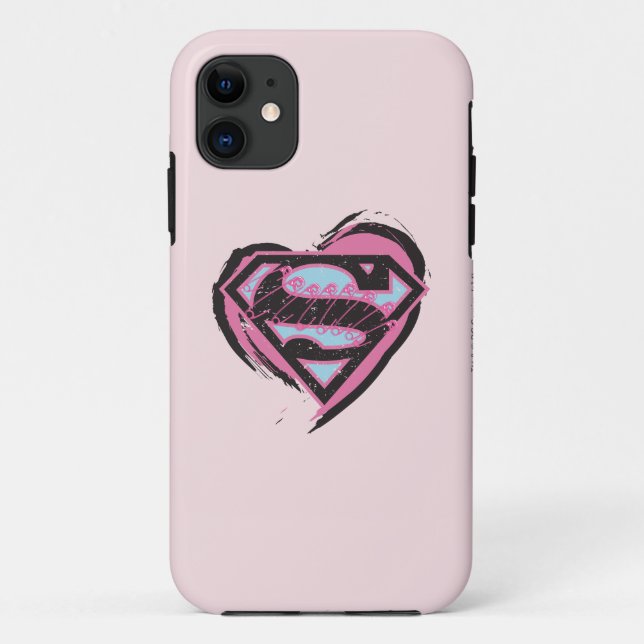 Supergirl-Pink-Logo im Herzen Case-Mate iPhone Hülle (Rückseite)