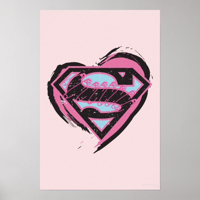 Supergirl-Pink-Logo im Herzen Poster (Vorne)