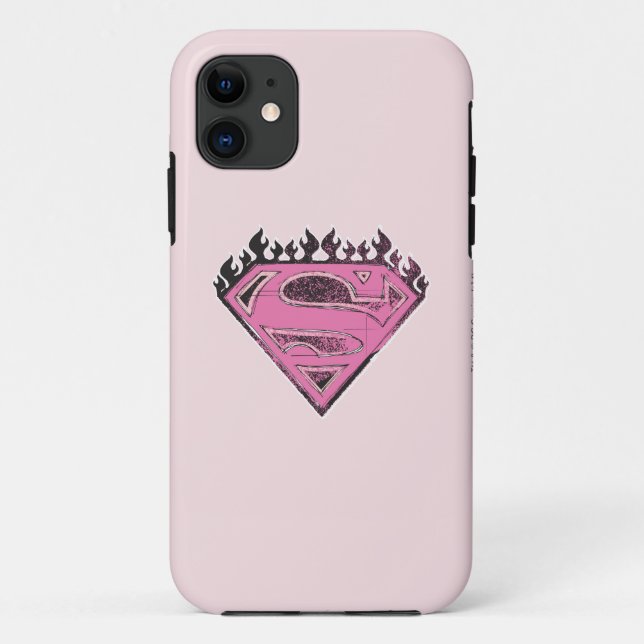 Supergirl Pink Logo mit Flammen Case-Mate iPhone Hülle (Rückseite)