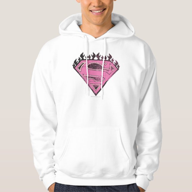 Supergirl Pink Logo mit Flammen Hoodie (Vorderseite)