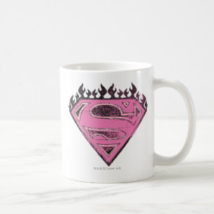 Supergirl Pink Logo mit Flammen Kaffeetasse