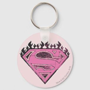 Supergirl Pink Logo mit Flammen Schlüsselanhänger