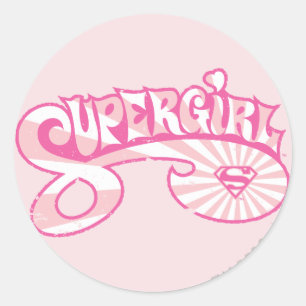 Supergirl Pink Logo Star Burg Runder Aufkleber