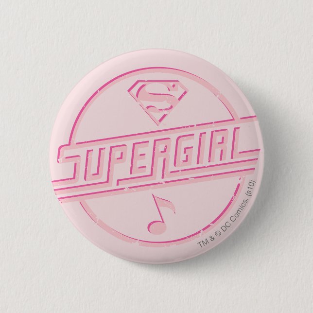 Supergirl Pink Musiknote Button (Vorderseite)