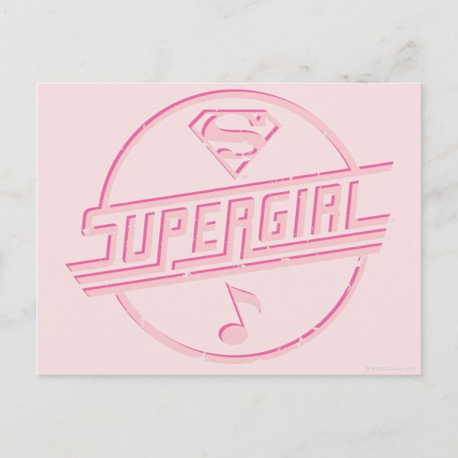 Supergirl Pink Musiknote Postkarte (Vorderseite)