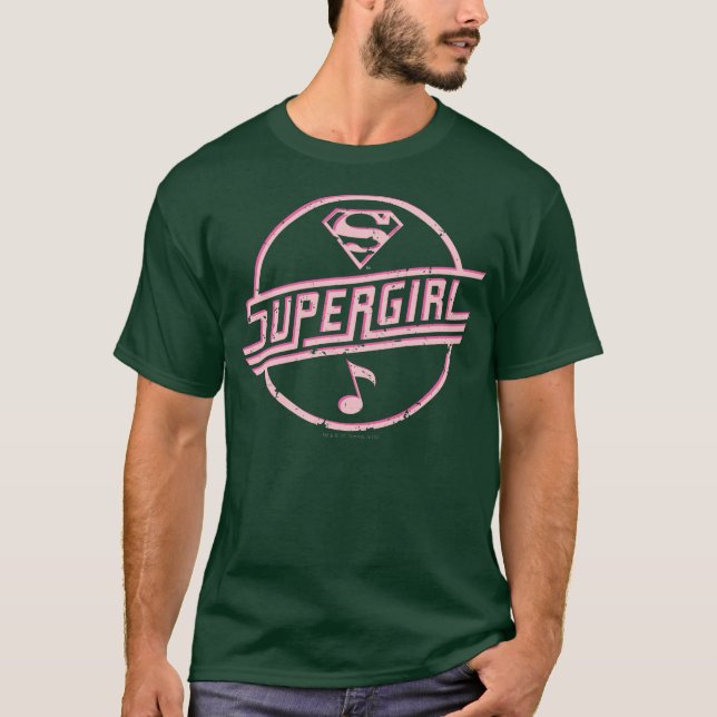 Supergirl Pink Musiknote T-Shirt (Vorderseite)