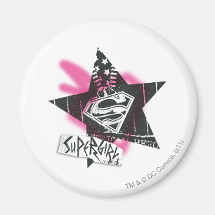 Supergirl Pink Spray Paint Star Magnet