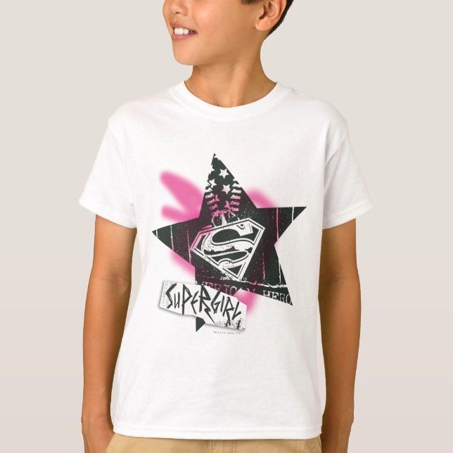 Supergirl Pink Spray Paint Star T-Shirt (Vorderseite)