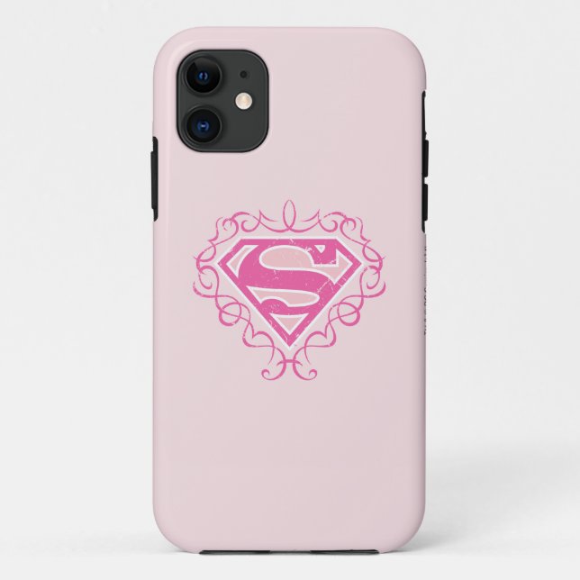 Supergirl Pink Stripes Case-Mate iPhone Hülle (Rückseite)