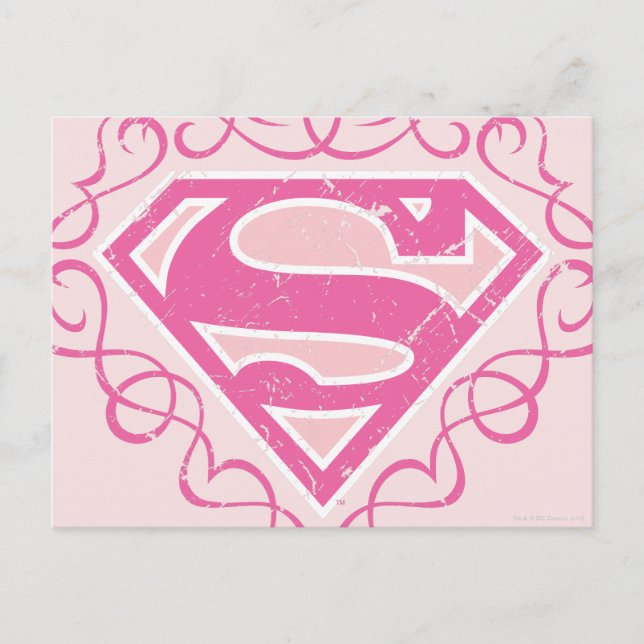 Supergirl Pink Stripes Postkarte (Vorderseite)