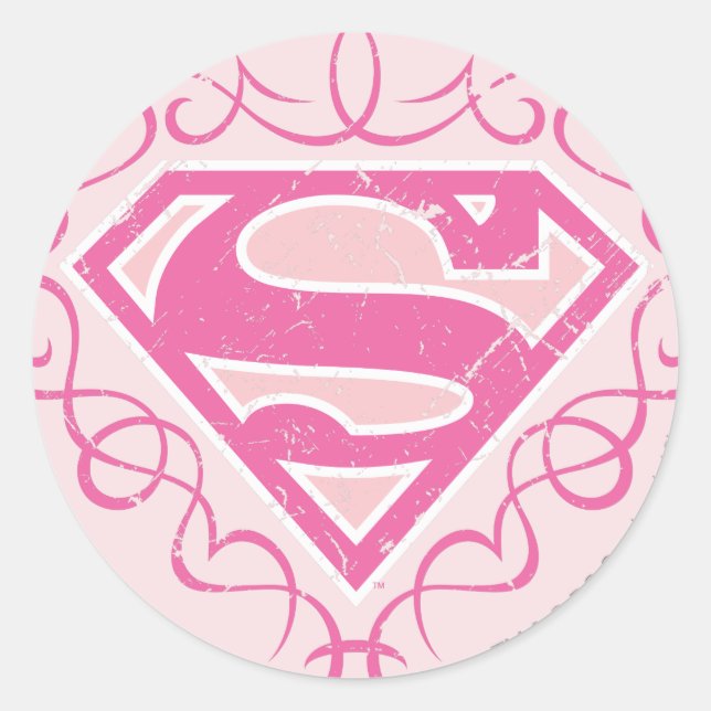 Supergirl Pink Stripes Runder Aufkleber (Vorderseite)