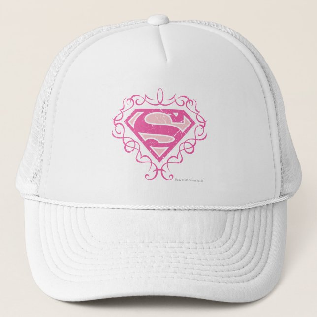 Supergirl Pink Stripes Truckerkappe (Vorderseite)