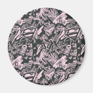 Supergirl Pink und Black Scribbles Magnet