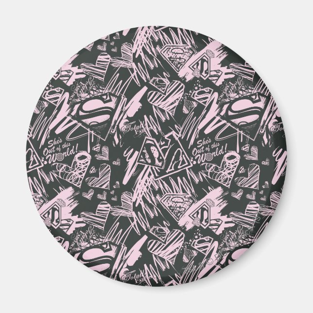 Supergirl Pink und Black Scribbles Magnet (Vorne)