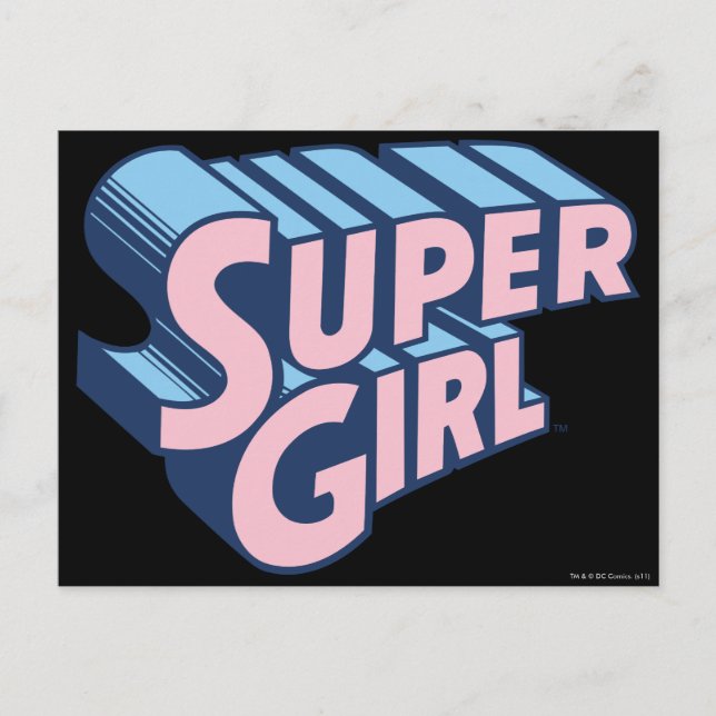 Supergirl Pink und Blue Logo Postkarte (Vorderseite)