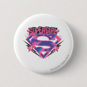 Supergirl Pink und Lila Grunge Logo Button