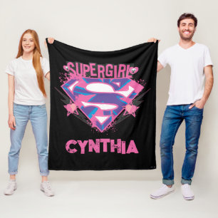 Supergirl Pink und Lila Grunge-Logo Fleecedecke