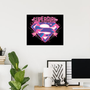 Supergirl Pink und Lila Grunge-Logo Poster