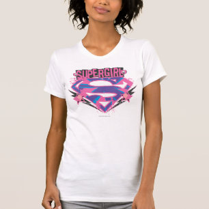 Supergirl Pink und Lila Grunge Logo T-Shirt