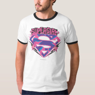 Supergirl Pink und Lila Grunge Logo T-Shirt