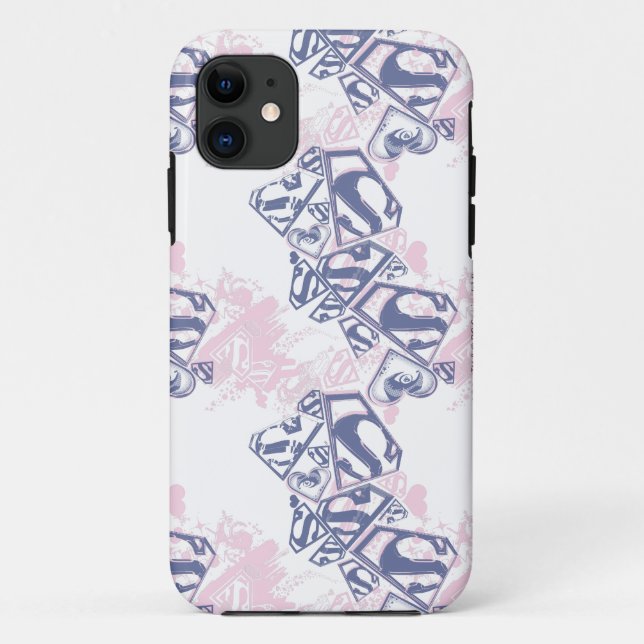 Supergirl Pink und Lila Muster 2 Case-Mate iPhone Hülle (Rückseite)