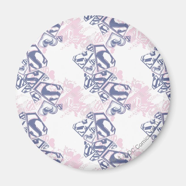 Supergirl Pink und Lila Muster Magnet (Vorne)