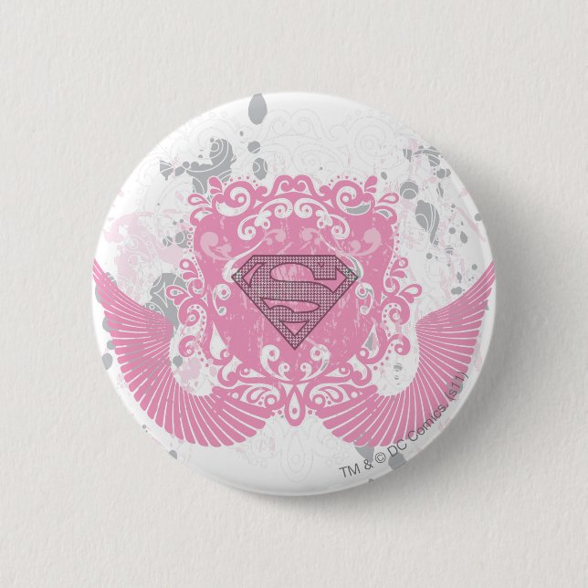 Supergirl Pink Winged Design Button (Vorderseite)