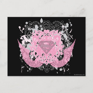 Supergirl Pink Winged Design Postkarte
