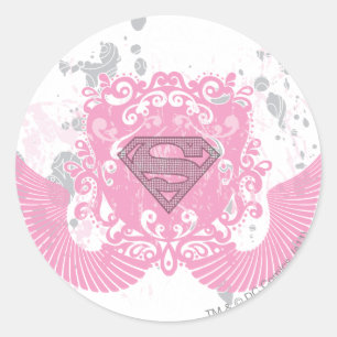 Supergirl Pink Winged Design Runder Aufkleber