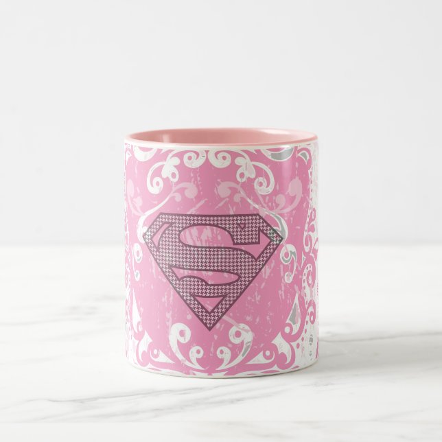 Supergirl Pink Winged Design Zweifarbige Tasse (Mittel)